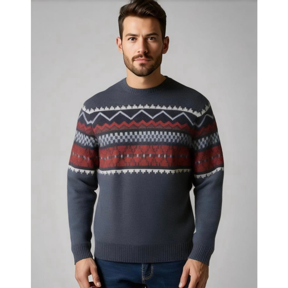 Retrofit Men's Sweater Size Medium Blue Red Crewneck Geometric Granola Boy Twee